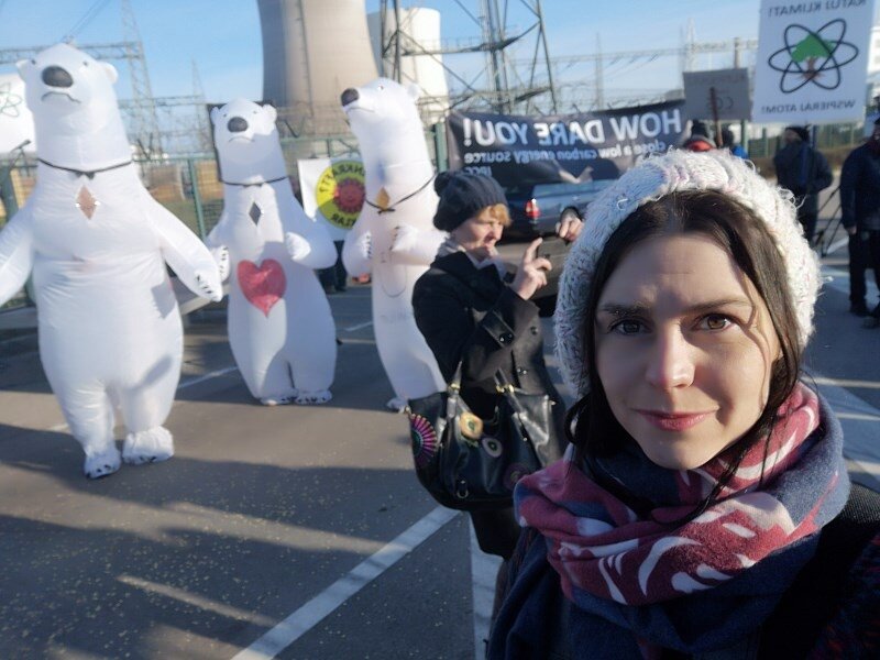 Żyrardowianka Sylwia Pietryga wśród protestujących przeciw zamknięciu elektrowni atomowej w Philippsburgu 