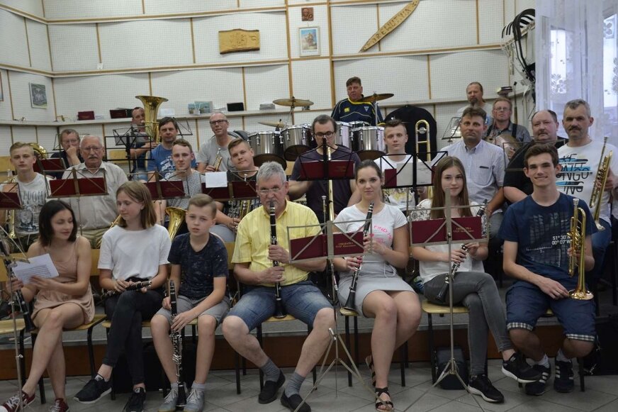 Orkiestra Dęta OSP Mszczonów podczas jednej z prób. 