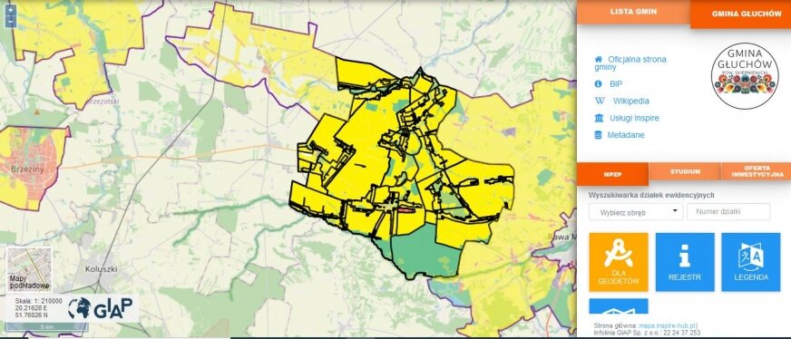 Mapy gminy Głuchów dostępne w internecie