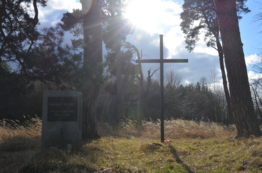 Smuci widok niewielkiego cmentarza wojennego żołnierzy niemieckich z czasów I wojny światowej tuż za Cielądzem. 