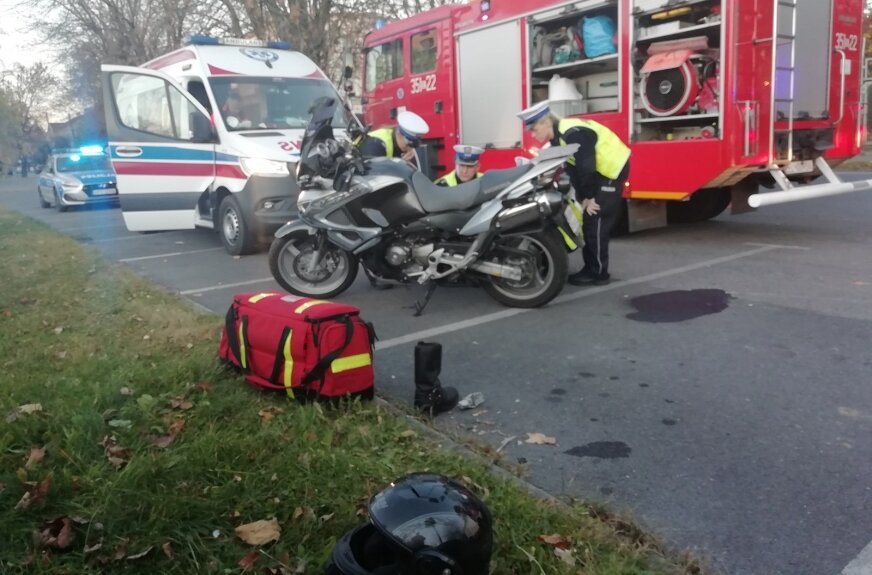 Motocyklista przewieziony do szpitala