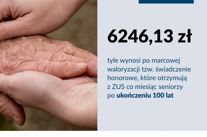 Świadczenie dla stulatków w wysokości 6 246,13 tys. zł