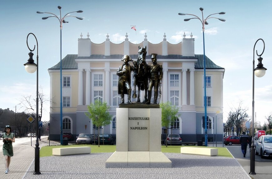 W 1942 r. na placu przed starostwem stała statua patrona browarników, św. Nepomucena. W 2024 r. miejsce próbuje się zająć potężnym obeliskiem bohaterów prowadzących konia. 