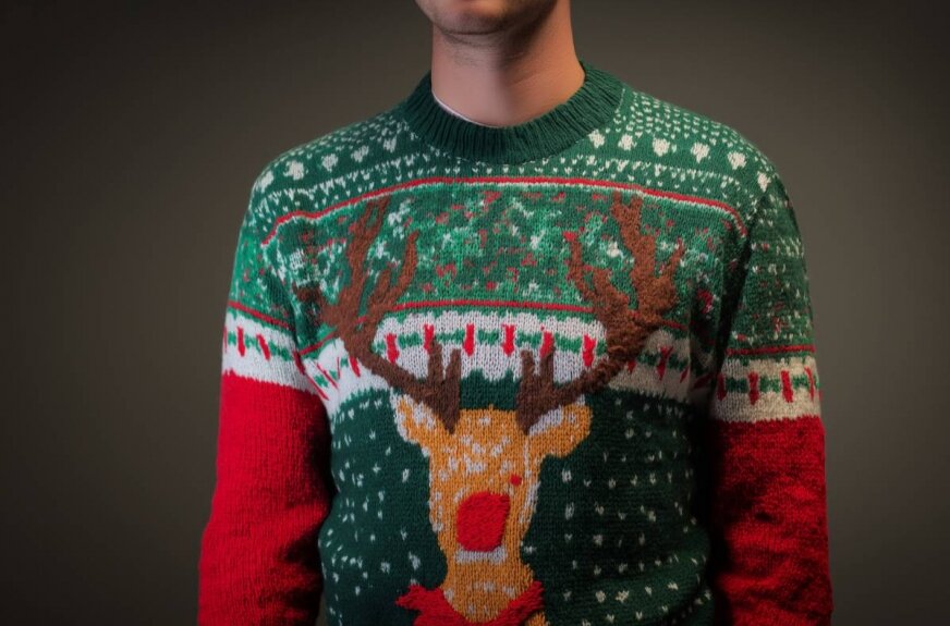 Świąteczny sweter męski z reniferem. 