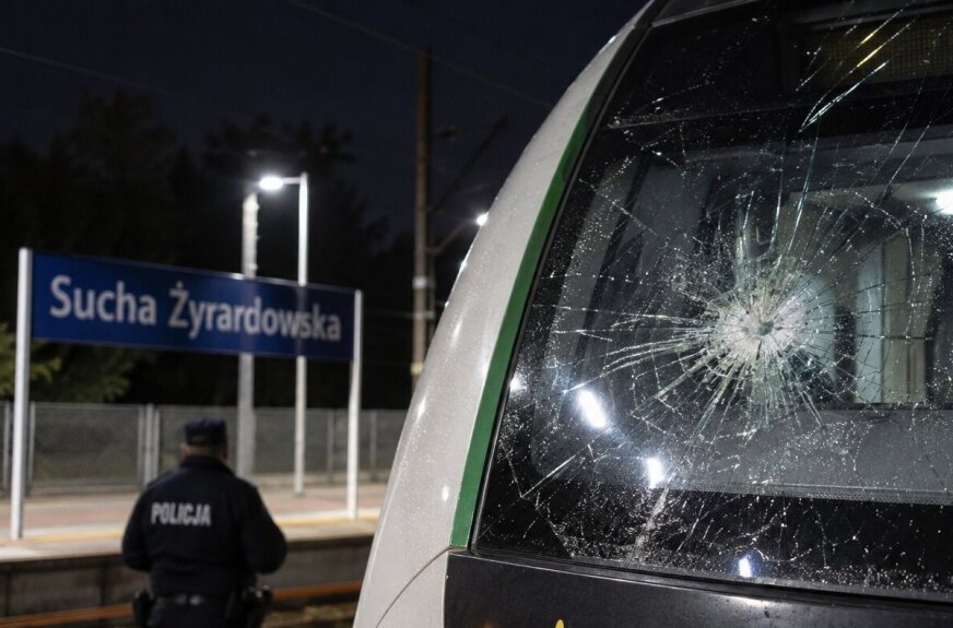Uszkodzenia pociągu zauważono przy przystanku Sucha Żyrardowska w Jesionce. 19-latek usłyszał zarzut. Straty oszacowano na około 200 tys. zł. 