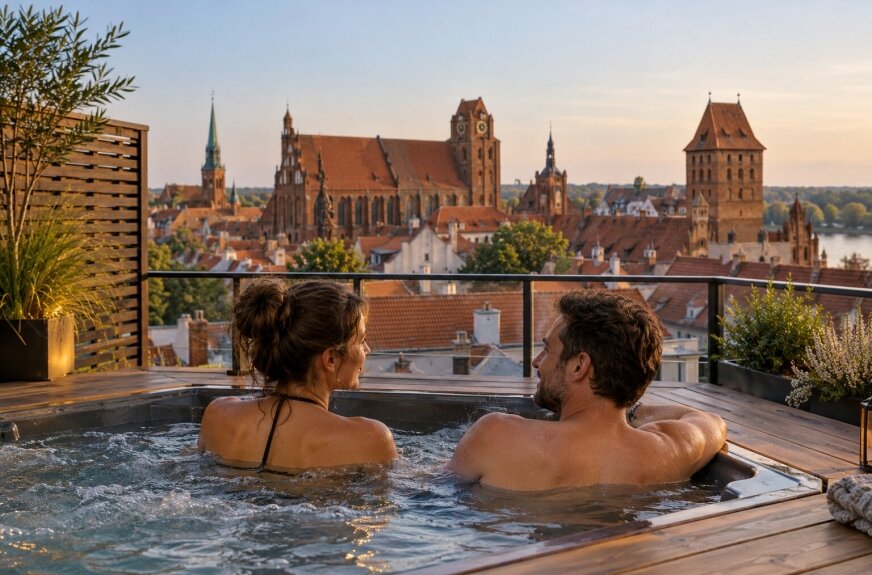 Kameralny pobyt, widok na zabytkowe dachy i spacery po starówce. Sprawdź, jak zaplanować weekend w Toruniu z odpoczynkiem w hotelowym jacuzzi. 