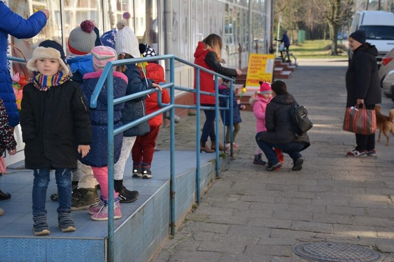  Przedszkolaki z kindersztubą! Rozdawały tulipany 